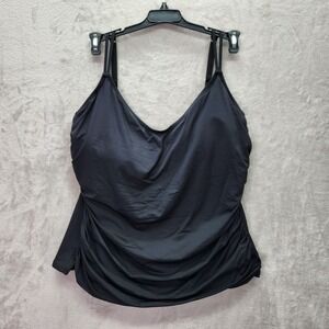Bleu Rod Beattie Tankini Plus‎ Size 20W Ruched Swim Underwire Adjustable Black